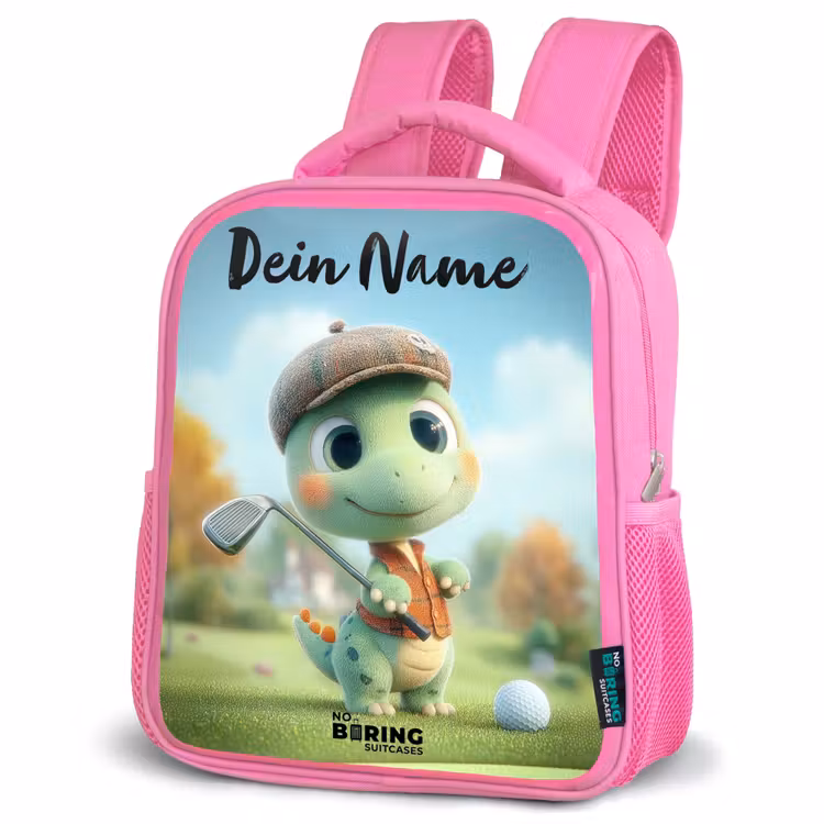 Kinderrucksack mit Namen - Rosa - Golf - Dino - Grün — 4