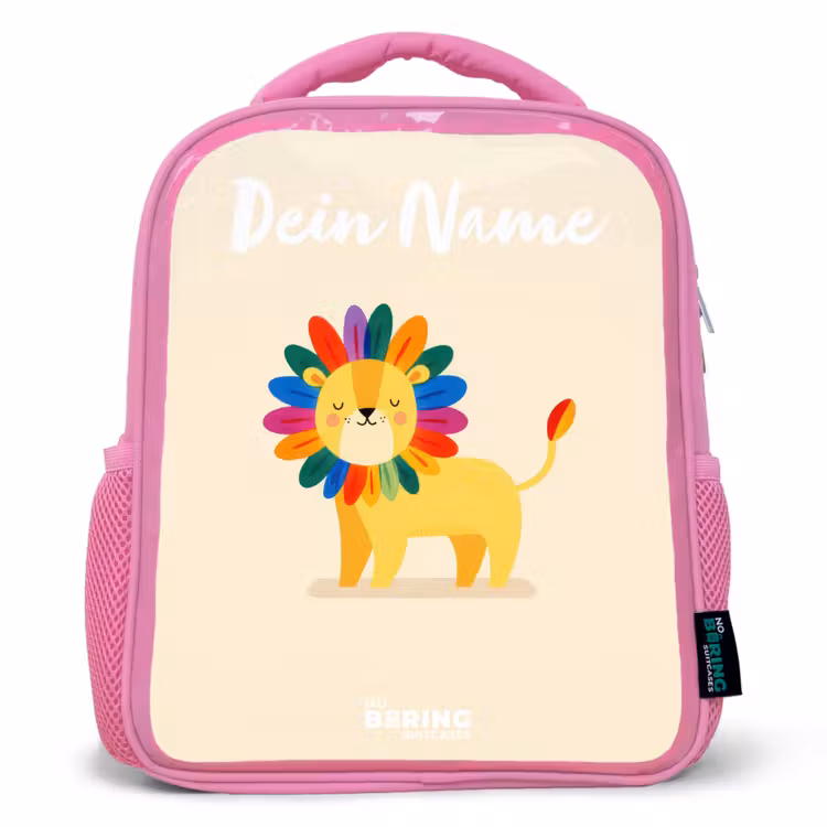 Rucksack Kind - Rosa - Löwe - Mähne - Farbenfroh — 1