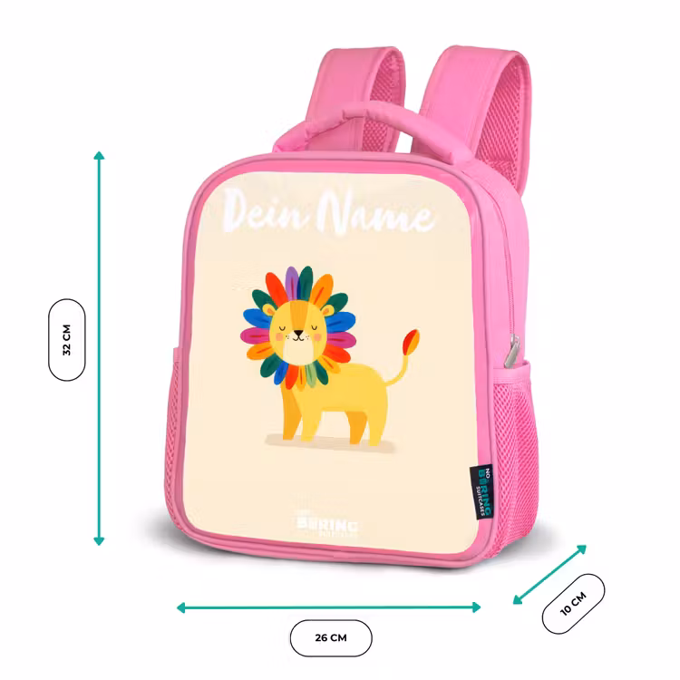 Rucksack Kind - Rosa - Löwe - Mähne - Farbenfroh — 2