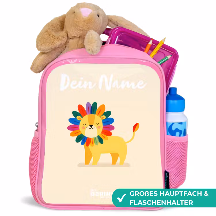 Rucksack Kind - Rosa - Löwe - Mähne - Farbenfroh — 3