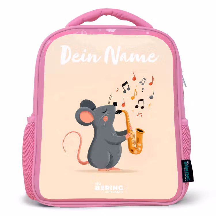 Rucksack Kind - Rosa - Maus - Saxophon - Musik — 1