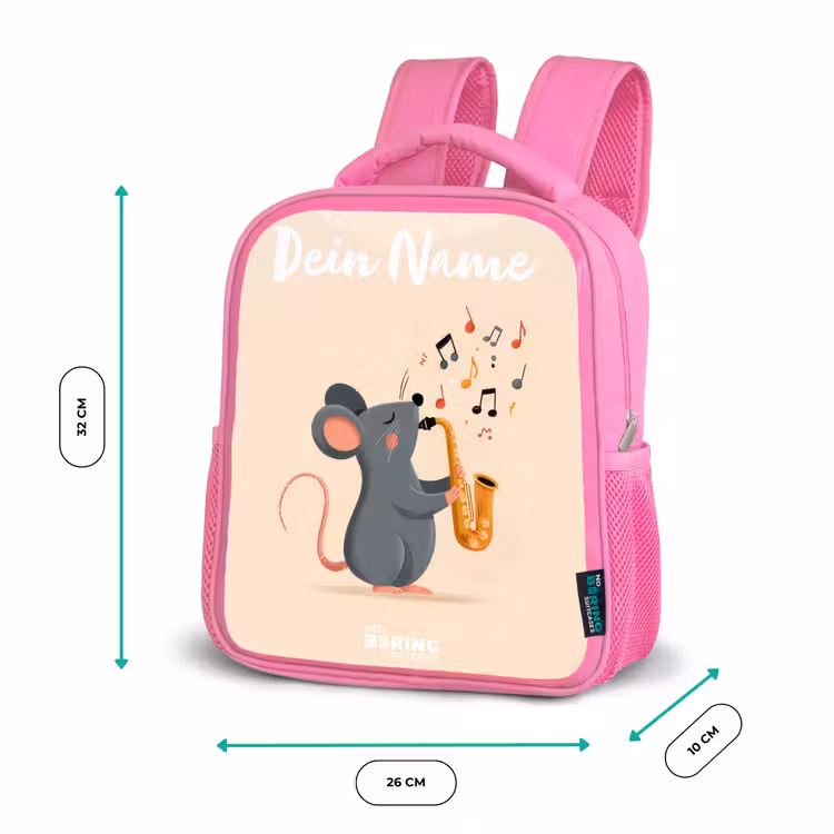Rucksack Kind - Rosa - Maus - Saxophon - Musik — 2