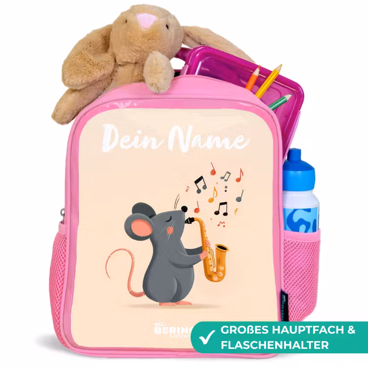 Rucksack Kind - Rosa - Maus - Saxophon - Musik — 3