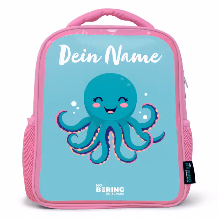 Rucksack Kind - Rosa - Oktopus - Wasser - Blau — 1