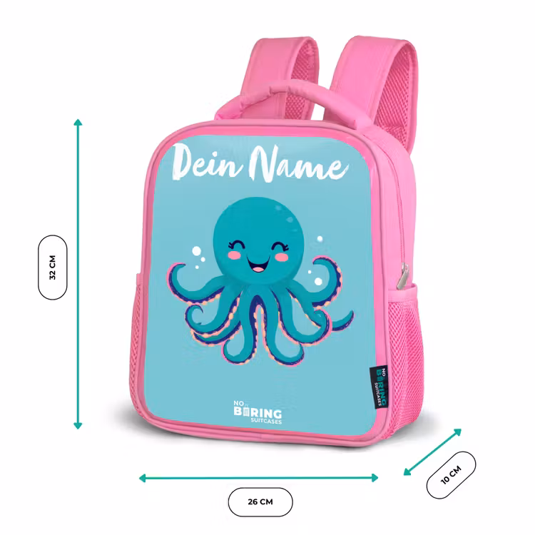 Rucksack Kind - Rosa - Oktopus - Wasser - Blau — 2