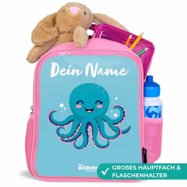 Rucksack Kind - Rosa - Oktopus - Wasser - Blau — 3