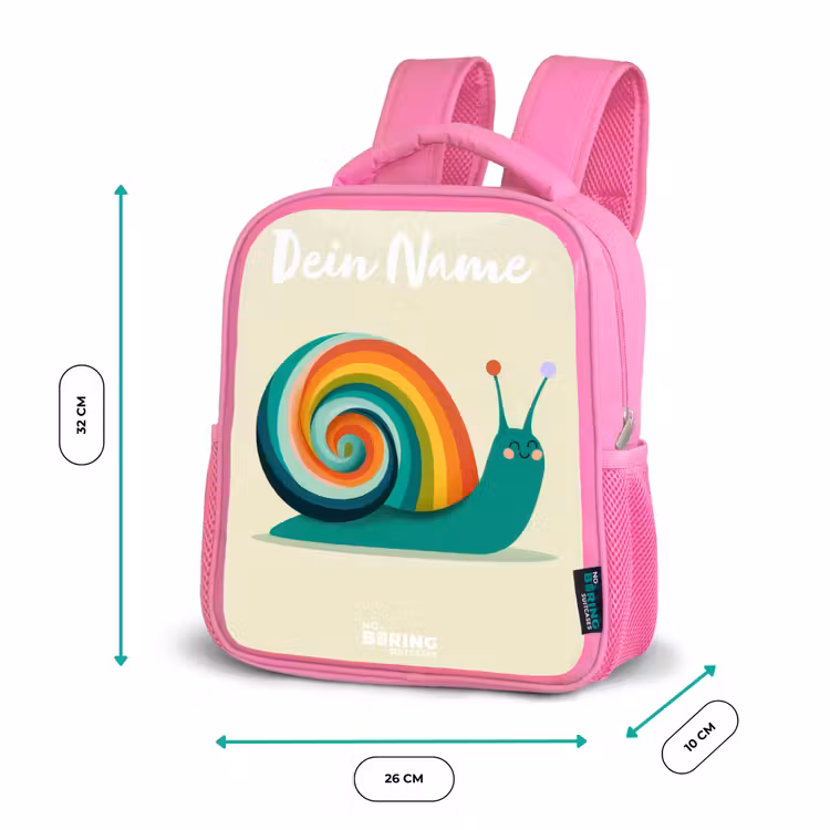 Rucksack Kind - Rosa - Schnecke - Regenbogen - Farbenfroh — 2