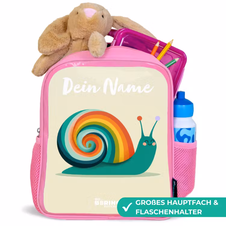 Rucksack Kind - Rosa - Schnecke - Regenbogen - Farbenfroh — 3