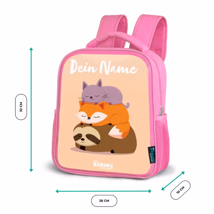 Rucksack Kind - Rosa - Tiere - Schlafen - Gemeinsam — 2