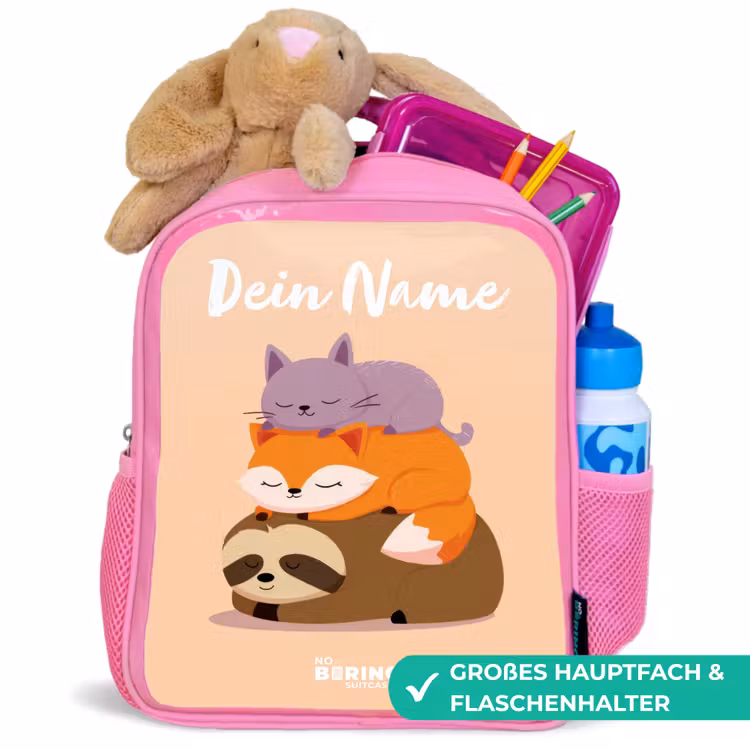 Rucksack Kind - Rosa - Tiere - Schlafen - Gemeinsam — 3