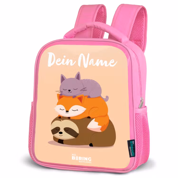 Rucksack Kind - Rosa - Tiere - Schlafen - Gemeinsam — 4