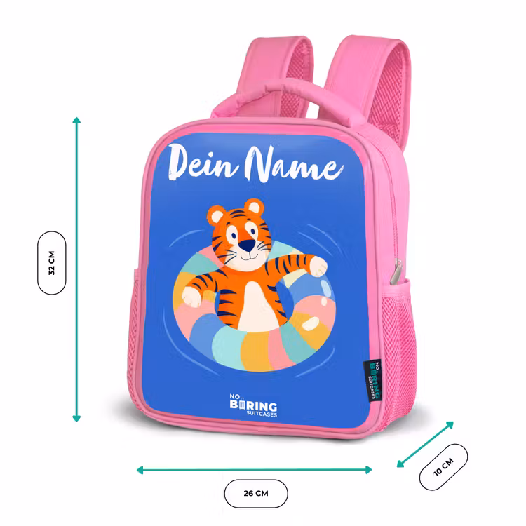Rucksack Kind - Rosa - Tiger - Schwimmband - Wasser — 2