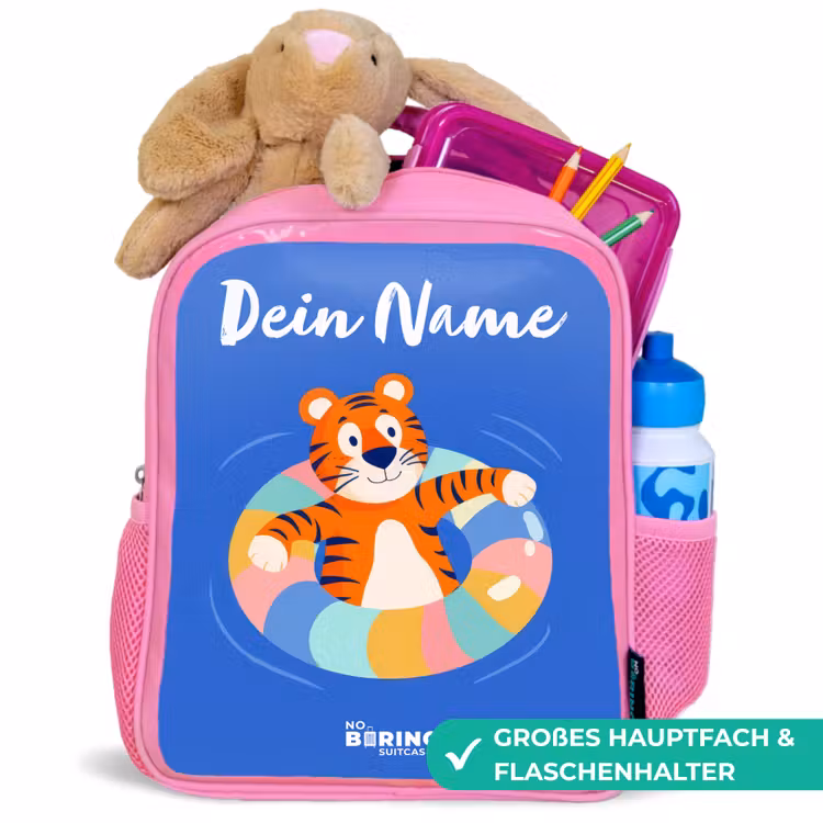 Rucksack Kind - Rosa - Tiger - Schwimmband - Wasser — 3