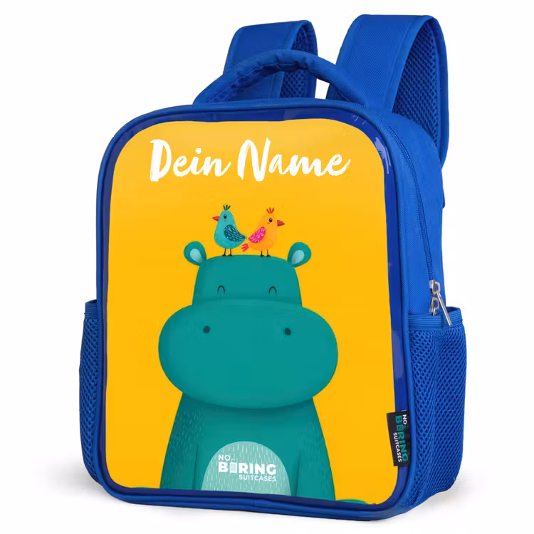 Kinderrucksack - Blau - Nilpferd - Vögel - Gelb — 7
