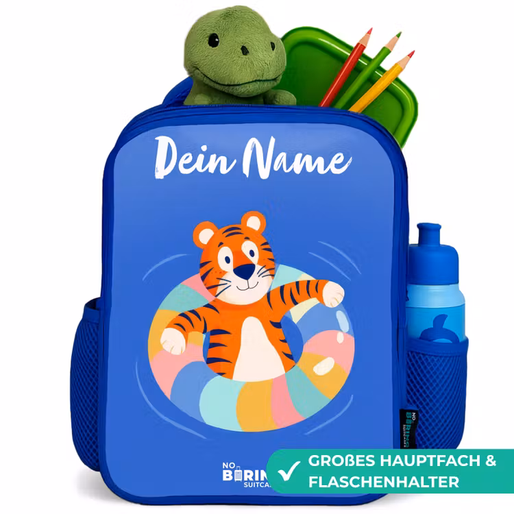 Kinderrucksack - Blau - Tiger - Schwimmband - Wasser — 3