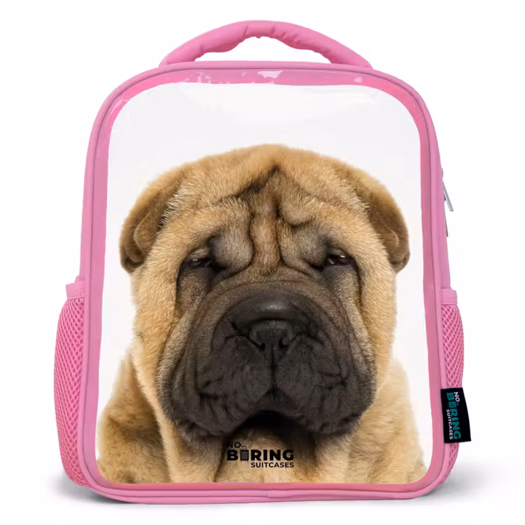 Kinderrucksack - Rosa - Hund mit wütendem Kopf — 1