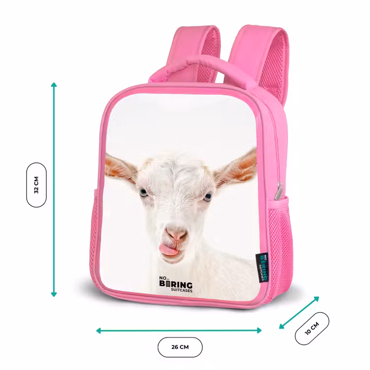 Kinderrucksack - Rosa - Ziege streckt ihre Zunge heraus — 2