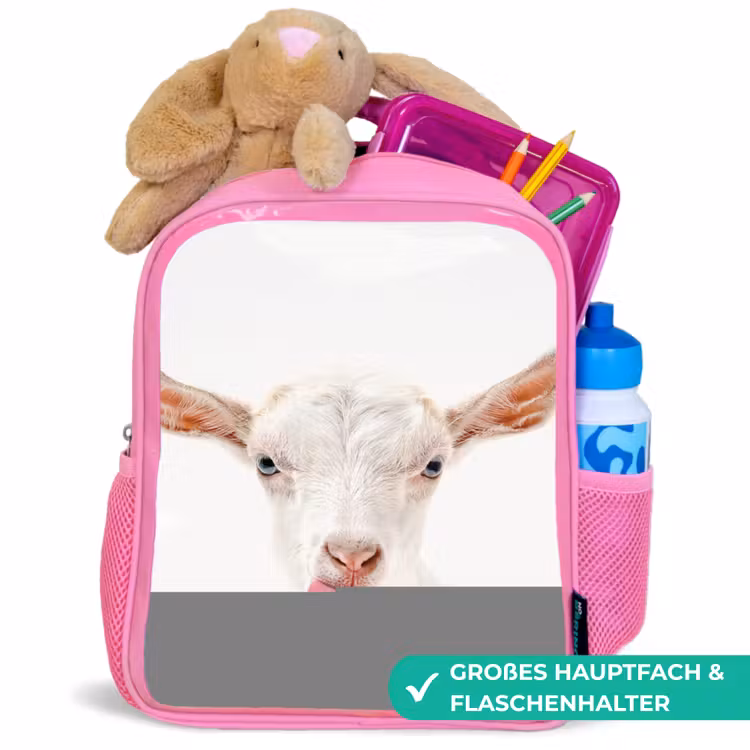 Kinderrucksack - Rosa - Ziege streckt ihre Zunge heraus — 3