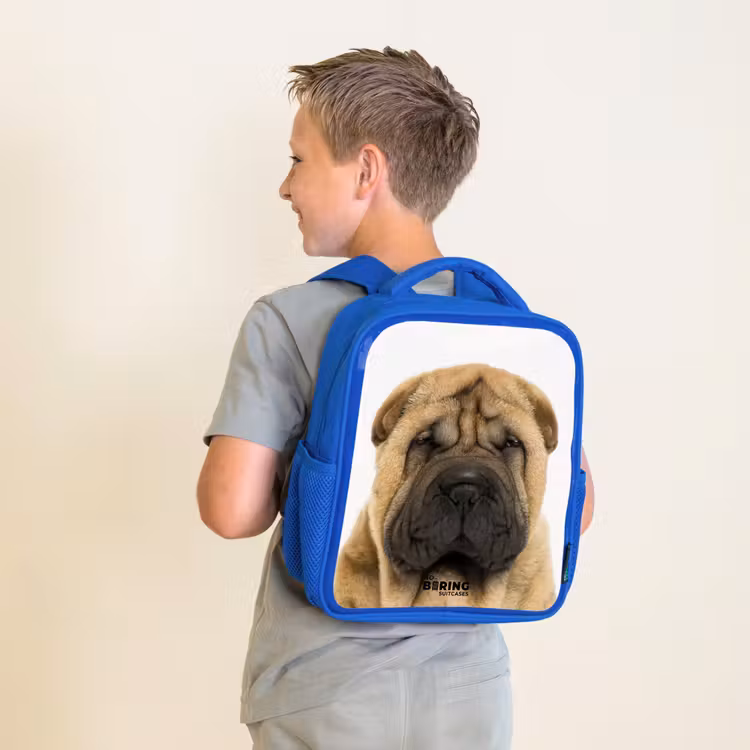 Kinderrucksack - Blau - Hund mit wütendem Kopf — 2