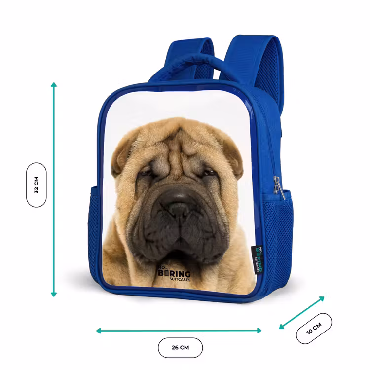 Kinderrucksack - Blau - Hund mit wütendem Kopf — 6