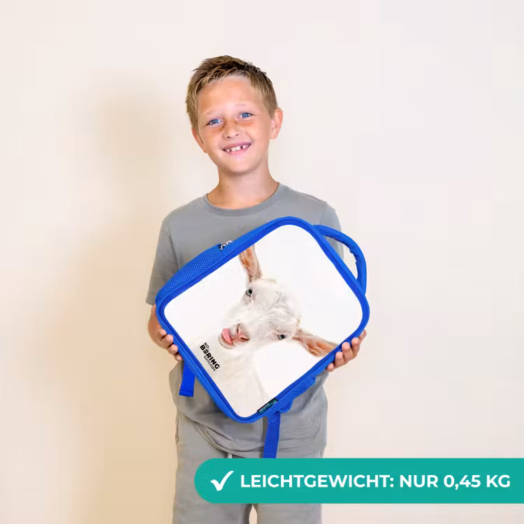 Kinderrucksack - Blau - Ziege streckt ihre Zunge heraus — 4