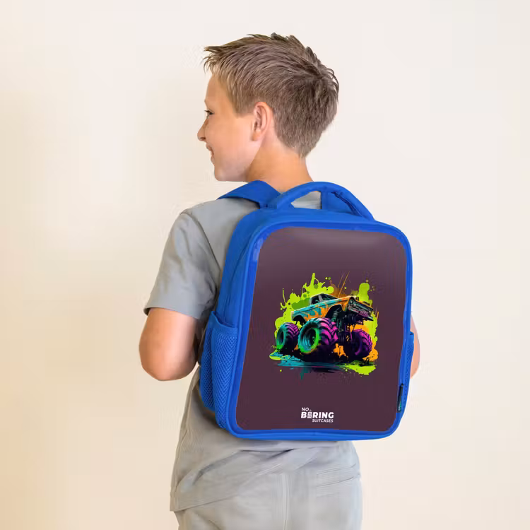 Kinderrucksack - Blau - Neon-Räder — 2