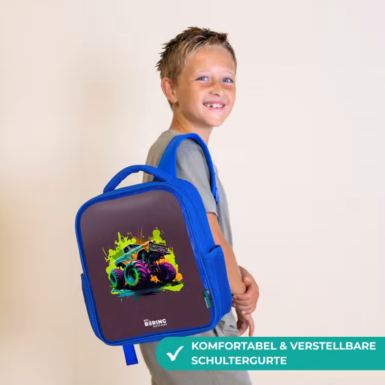 Kinderrucksack - Blau - Neon-Räder — 5