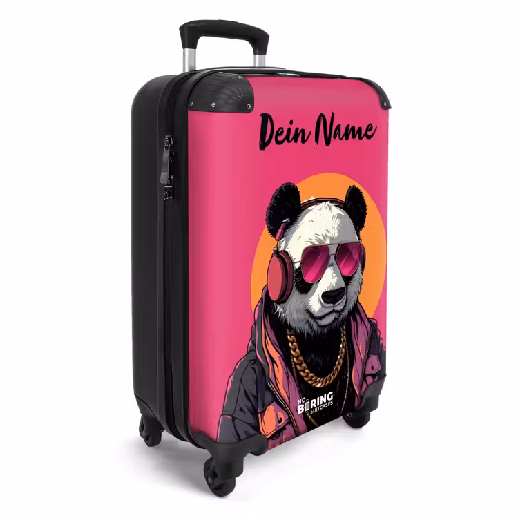 Koffer mit Name - Panda mit Kopfhörer, Sonnenbrille und Goldkette — 2