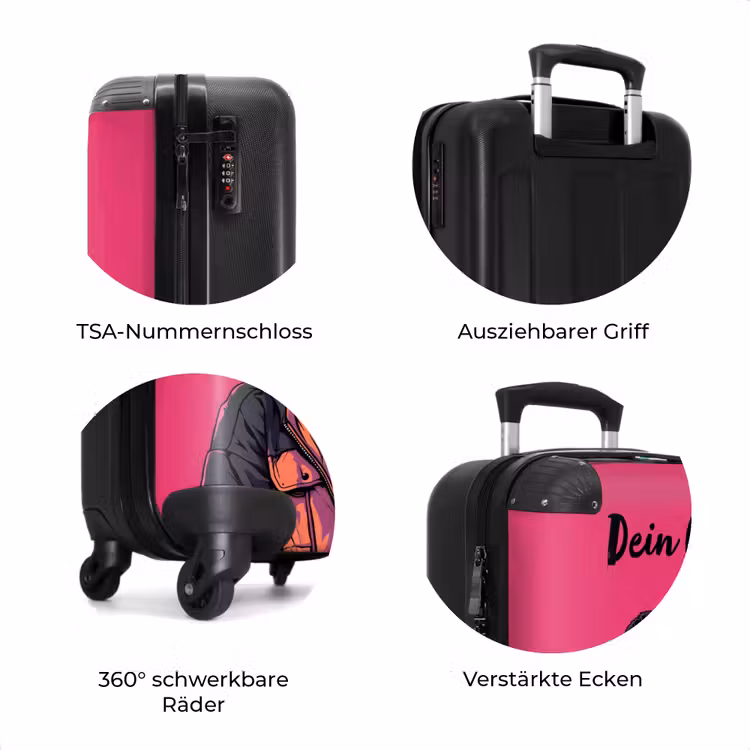 Koffer mit Name - Panda mit Kopfhörer, Sonnenbrille und Goldkette — 8