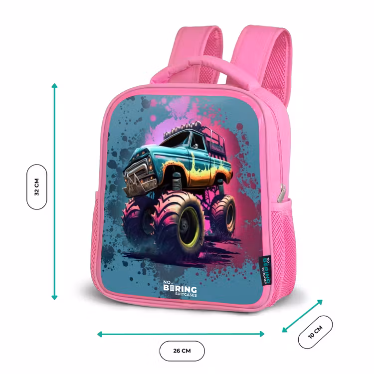 Kinderrucksack - Rosa - Monster-Räder — 2