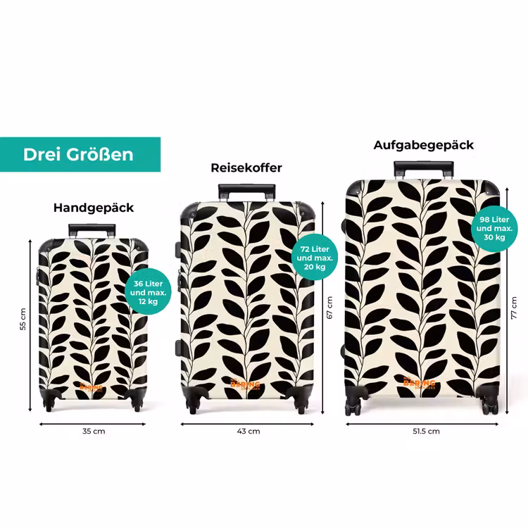 Koffer - Botanisch - Muster - Schwarz - Beige — 3