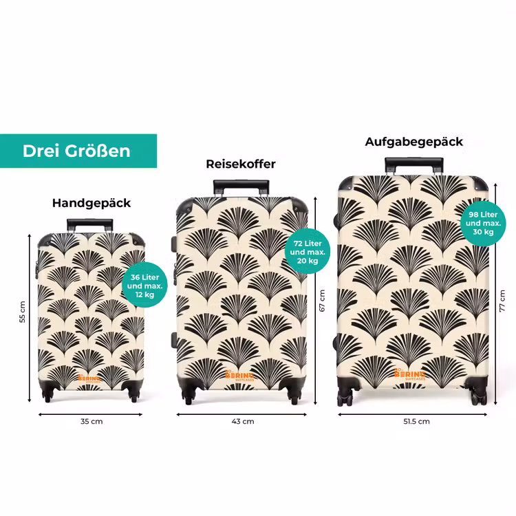 Koffer - Fächer - Botanisch - Schwarz - Beige — 3