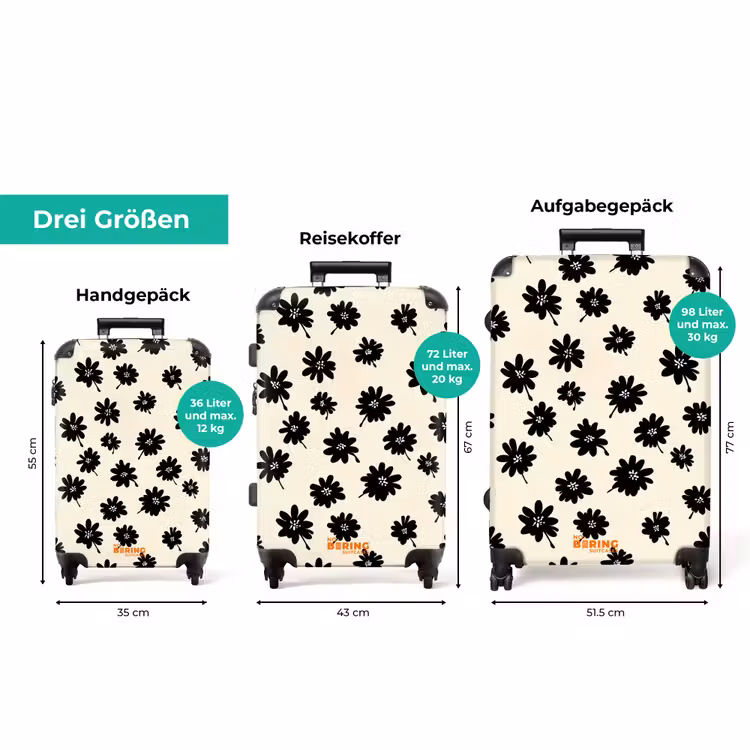 Koffer - Gänseblümchen - Grafik - Schwarz - Beige — 3