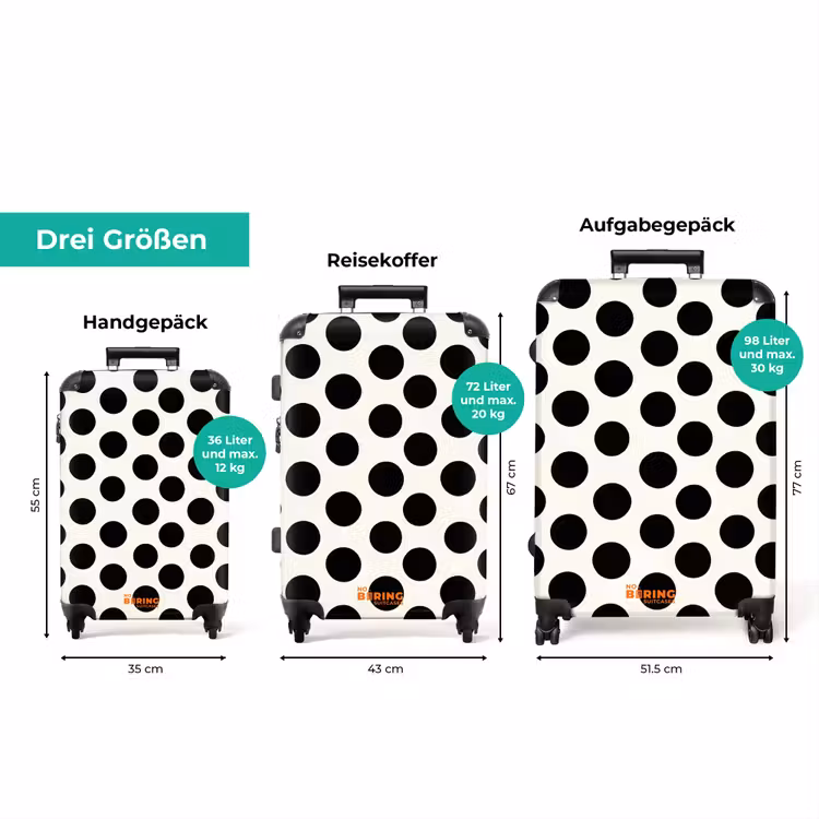 Koffer - Klassisch - Polka dots - Schwarz — 3