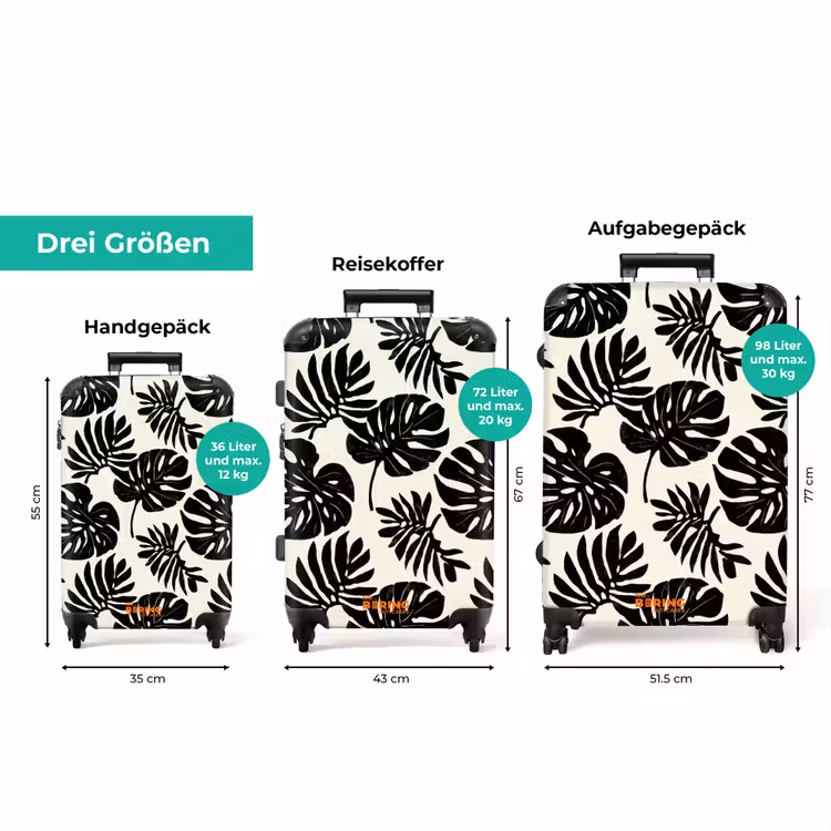 Koffer - Modern - Monstera - Schwarz — 3