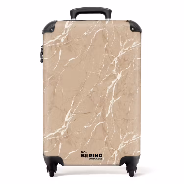 Koffer - Beige - Marmor - Organisch - Weiß — 1