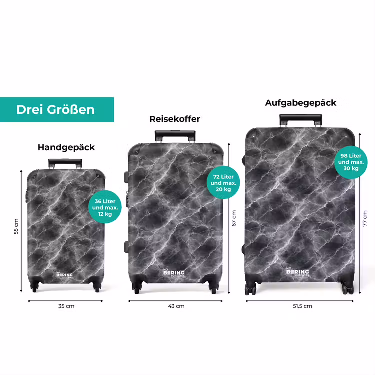 Koffer - Dunkelgrau - Blitz - Marmor — 3