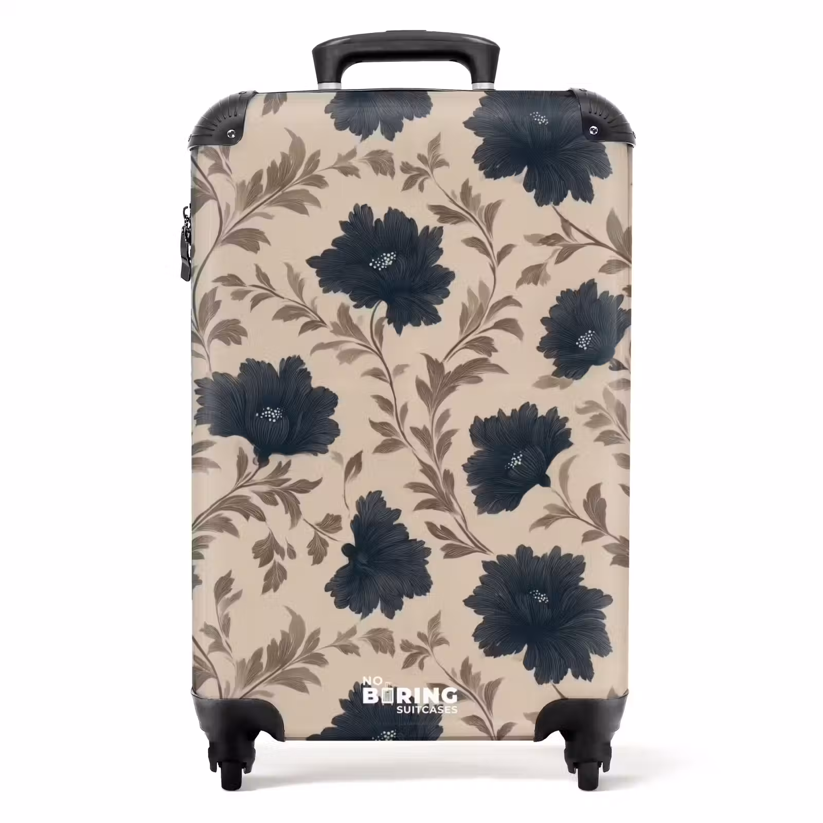 Koffer - Motiv - Blumen - Schwarz - Beige — 1