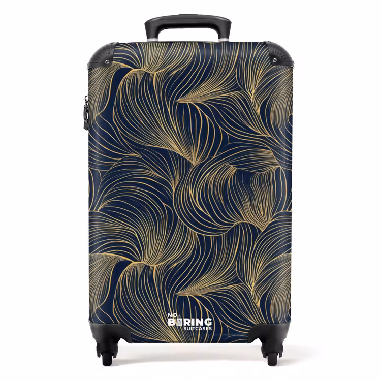 Koffer - Abstrakt - Linien - Blau - Gold — 1