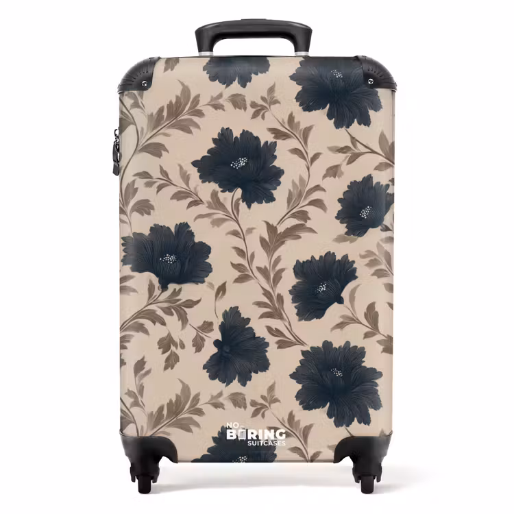 Koffer - Motiv - Blumen - Schwarz - Beige — 1