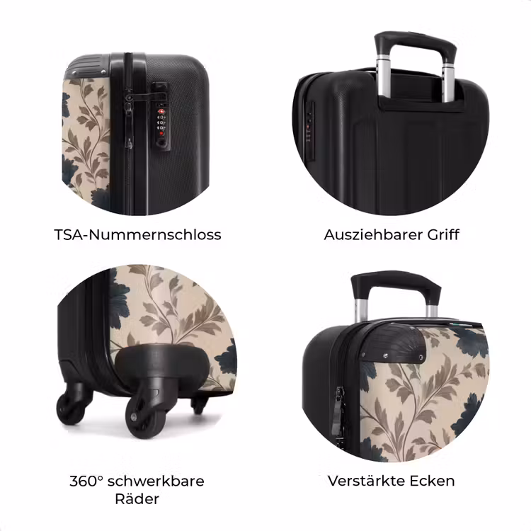 Koffer - Motiv - Blumen - Schwarz - Beige — 8