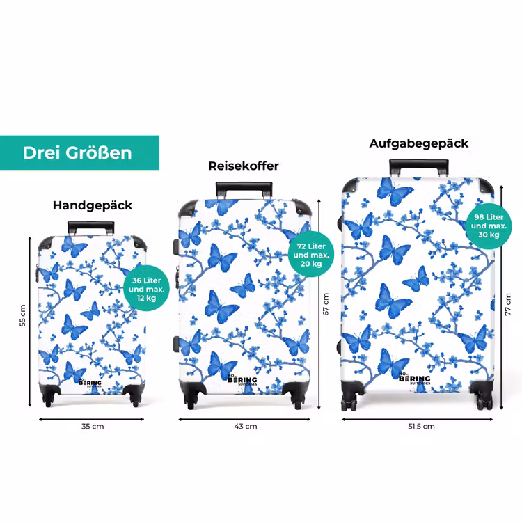 Koffer - Schmetterling - Blumen - Blau — 3