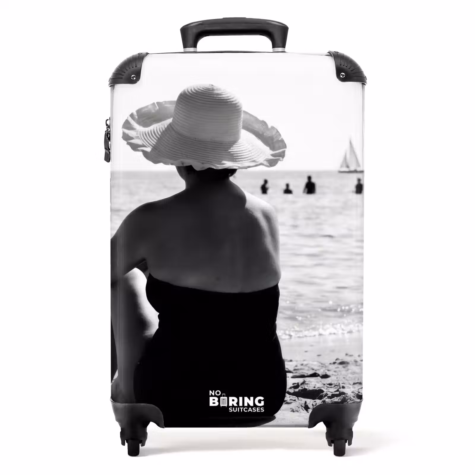 Koffer - Sonnenhut - Strand - Schwarz - Weiß — 1