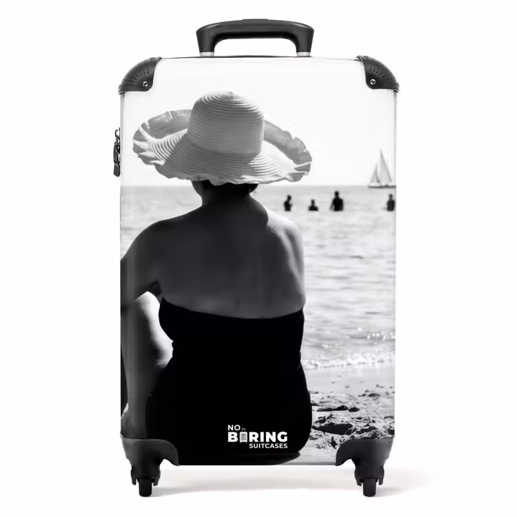 Koffer - Sonnenhut - Strand - Schwarz - Weiß — 1
