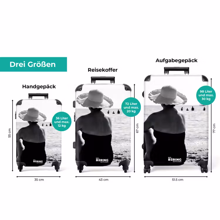 Koffer - Sonnenhut - Strand - Schwarz - Weiß — 3