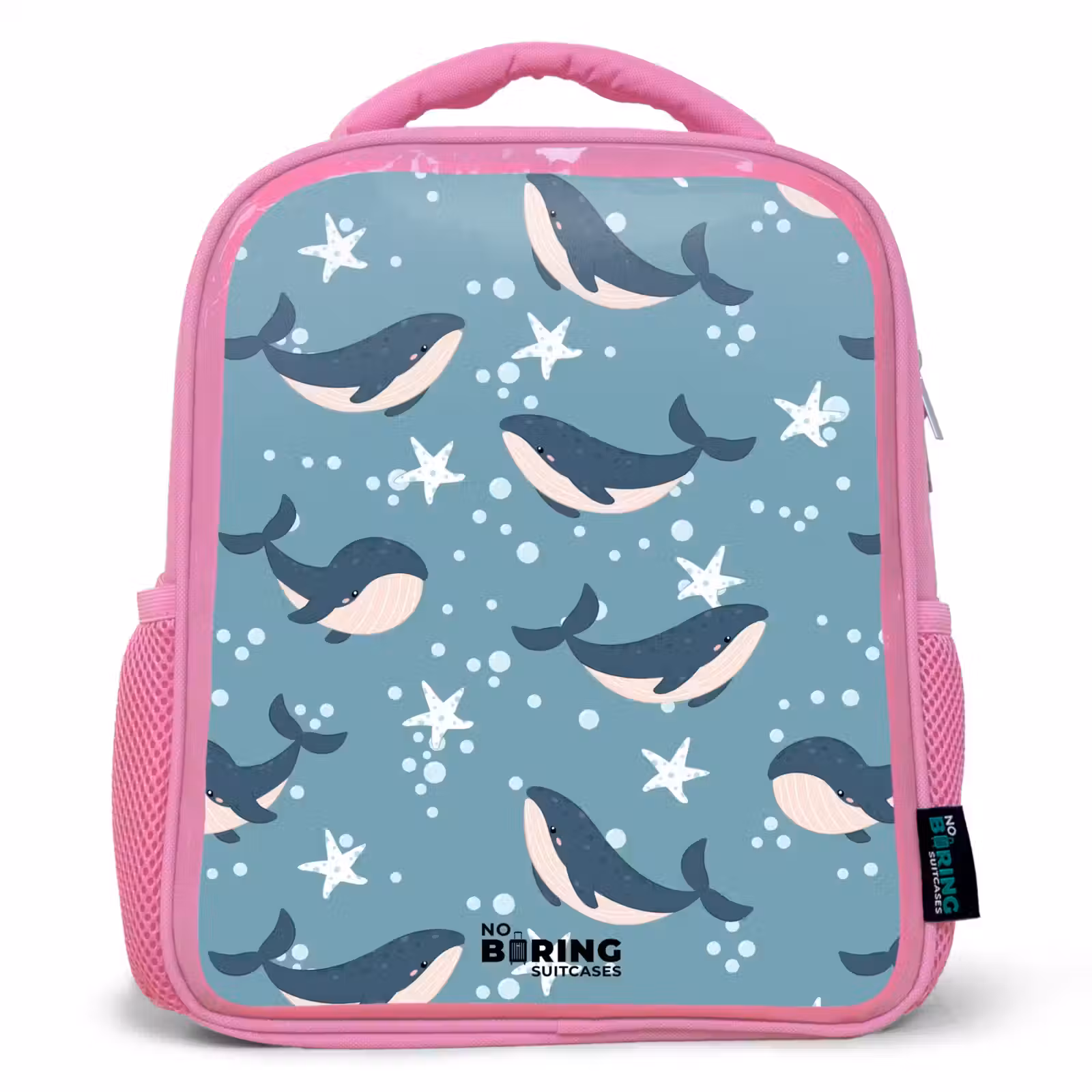 Rucksack Kind - Rosa - Wale mit Seesternmuster blau — 1