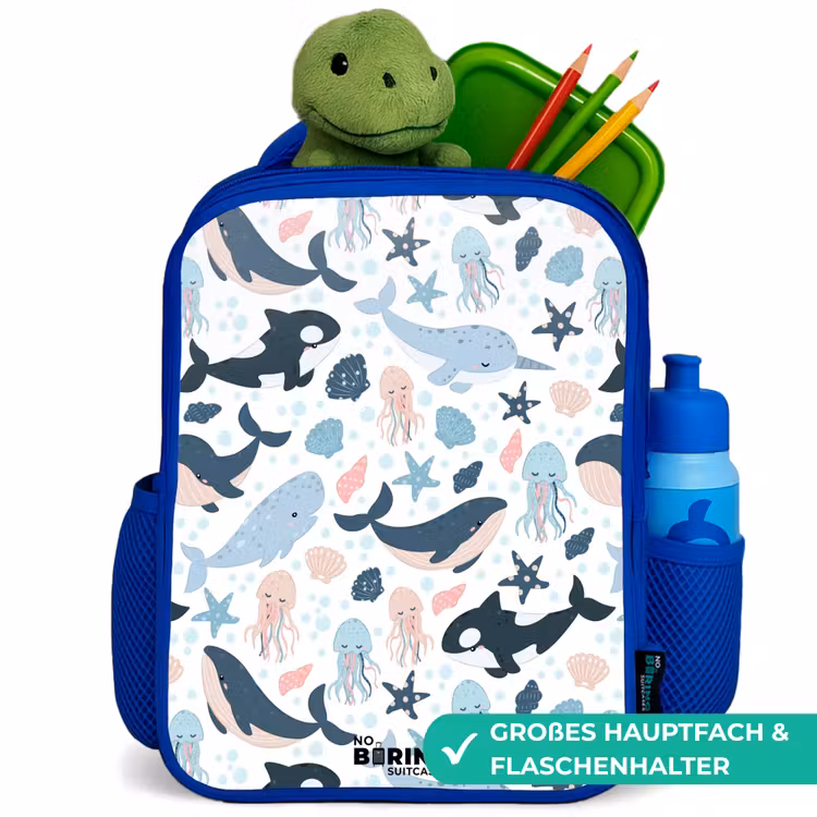 Kinderrucksack - Blau - Meerestiere bunt — 3
