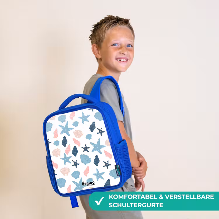Kinderrucksack - Blau - Muschelmuster bunt — 5