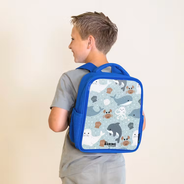 Kinderrucksack - Blau - Seetiermuster bunt — 2