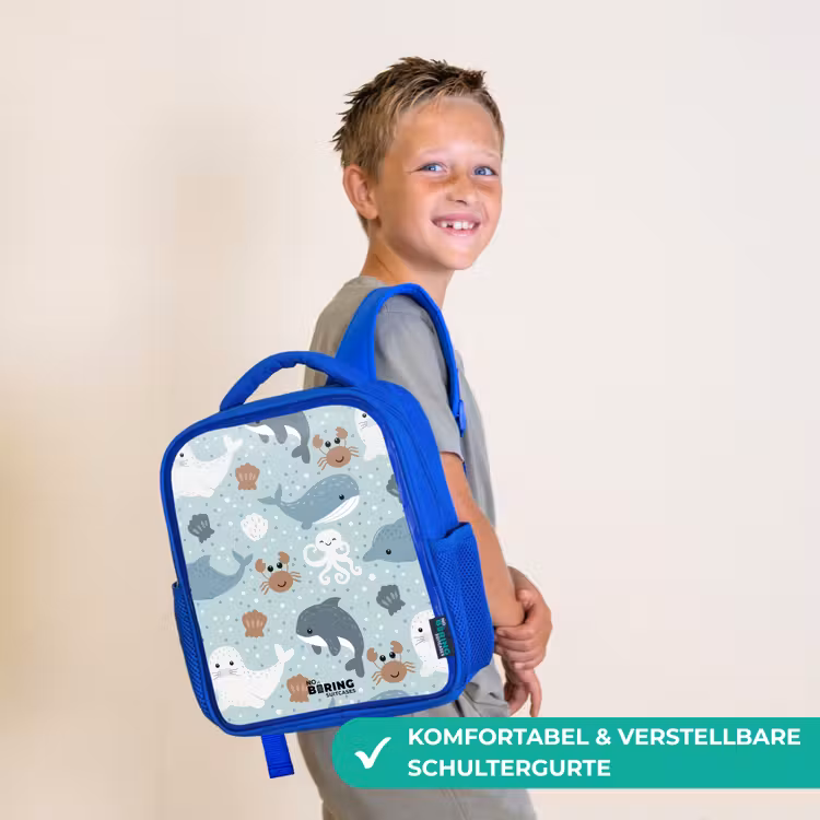 Kinderrucksack - Blau - Seetiermuster bunt — 5